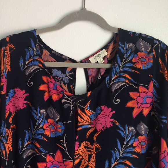 Umgee USA Women’s Small Floral Mini Dress with Wide Flowy Sleeves and Skirt - Picture 3 of 8